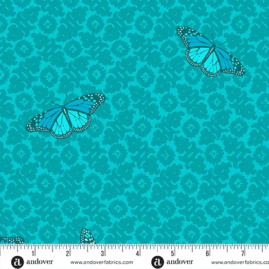 Alison Glass Sun Print Teal Butterfly