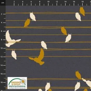 Animal Birds On Move Grey Mustard