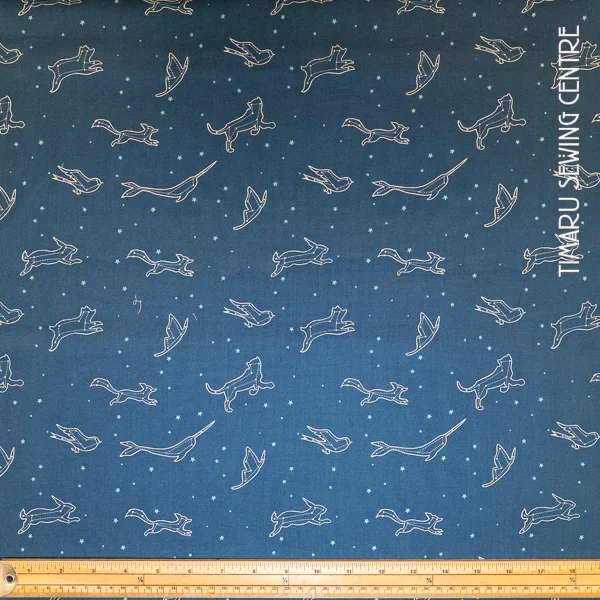 Animal Dream World White Outline on Blue