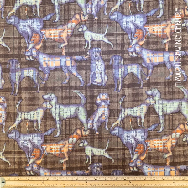 Animal Plaid Dogs On Brown