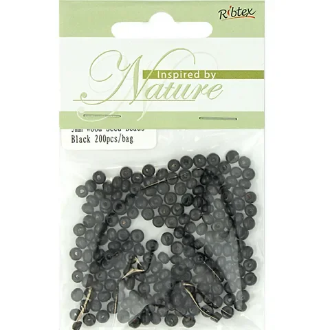 Bead Wood Seed 5mm 5mm Black