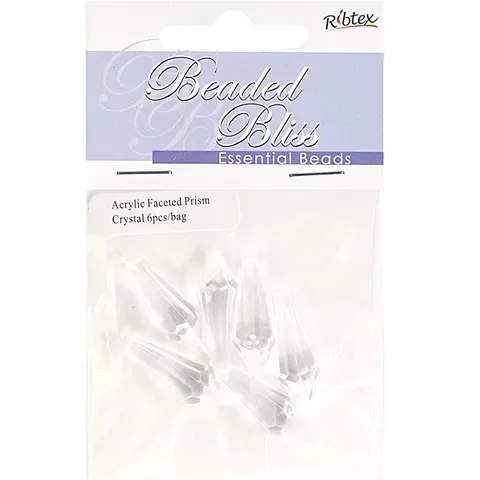 Beads Acrylic Prism 33x 11mm Crystal