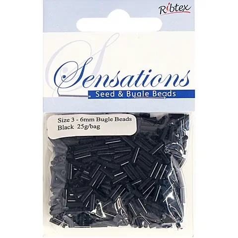 Beads Bugle Glass 6mm Black A 49
