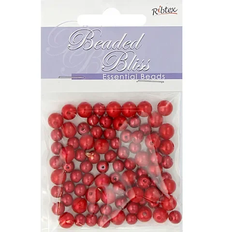 Beads Plastic Pearl 4- 6mm Red