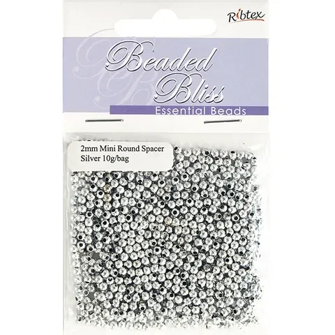 Beads Plastic Round Spacer 2mm Silver