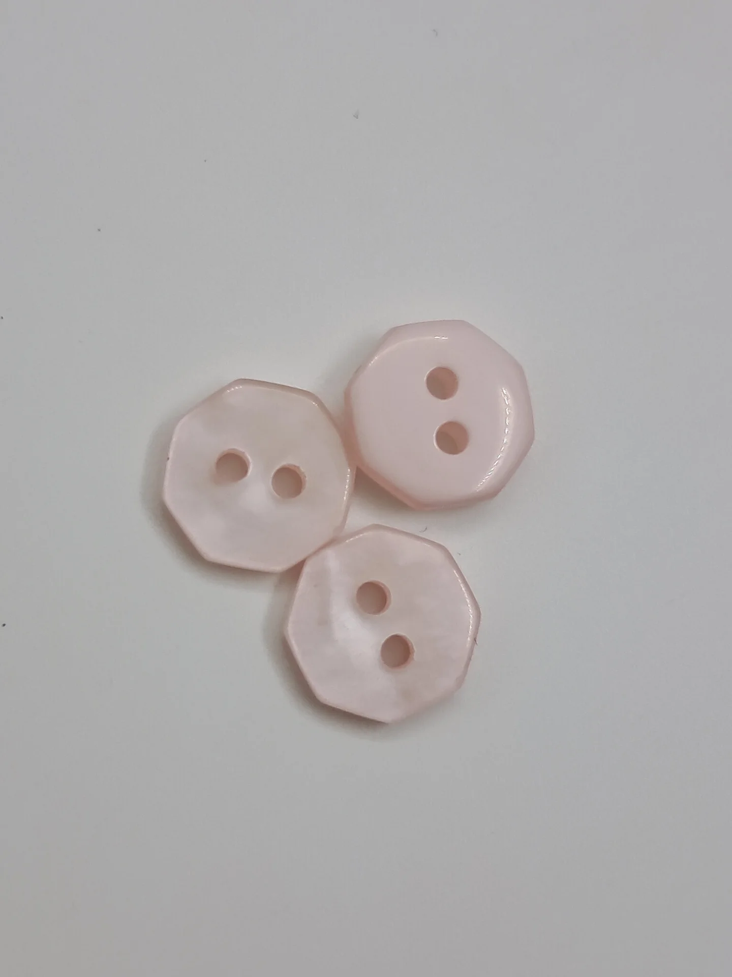 Button Octagon 10mm Light Pink