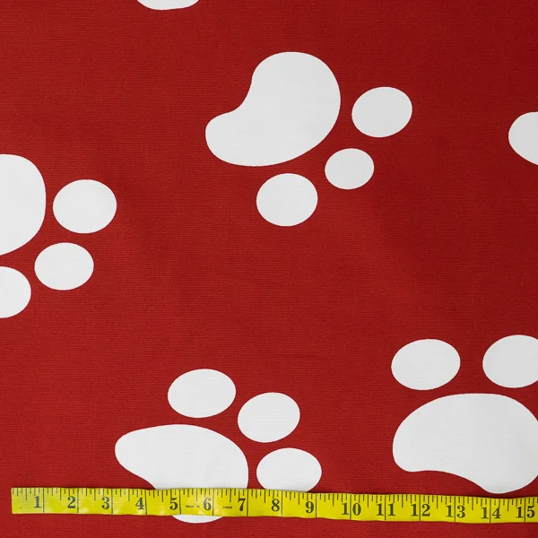 Canvas Printed White Paw Print On Rust Red