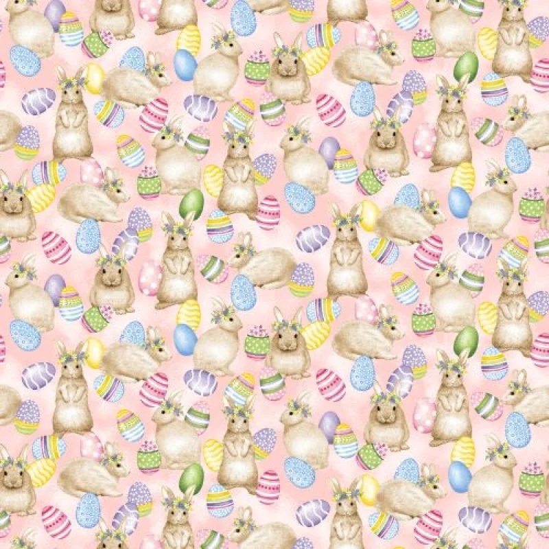 Children Bunnies Eggs Pink