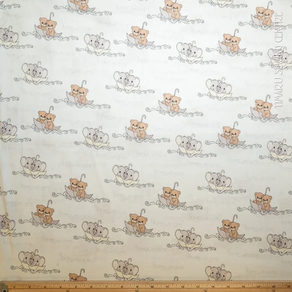 Children Floating Umbrella Teddies and Elephants