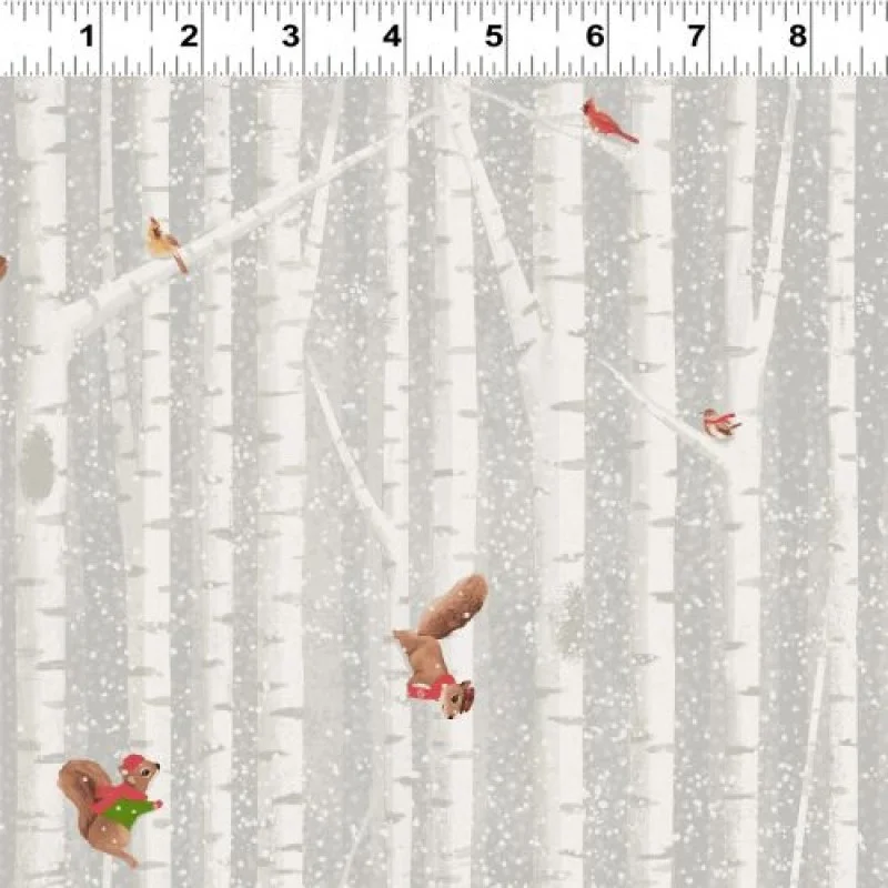 Christmas Enchanted Woodland Birch Tree Stripe Light Taupe