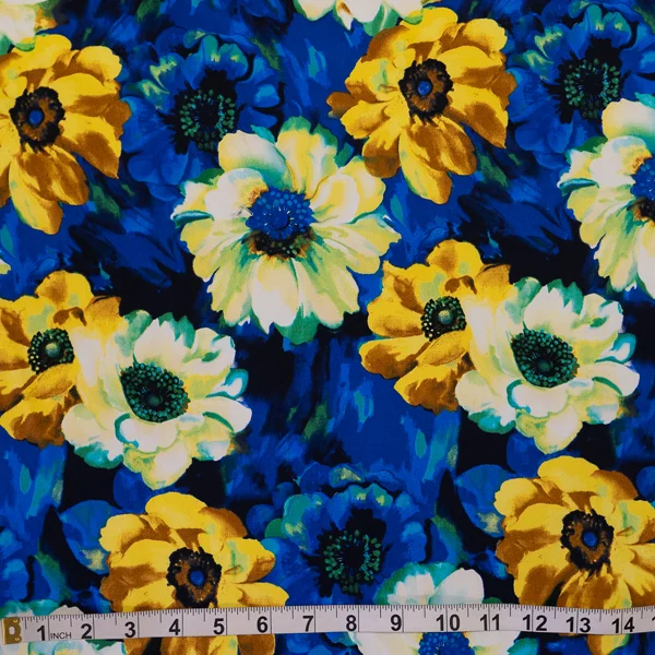 Cotton Spandex Royal Gold Floral