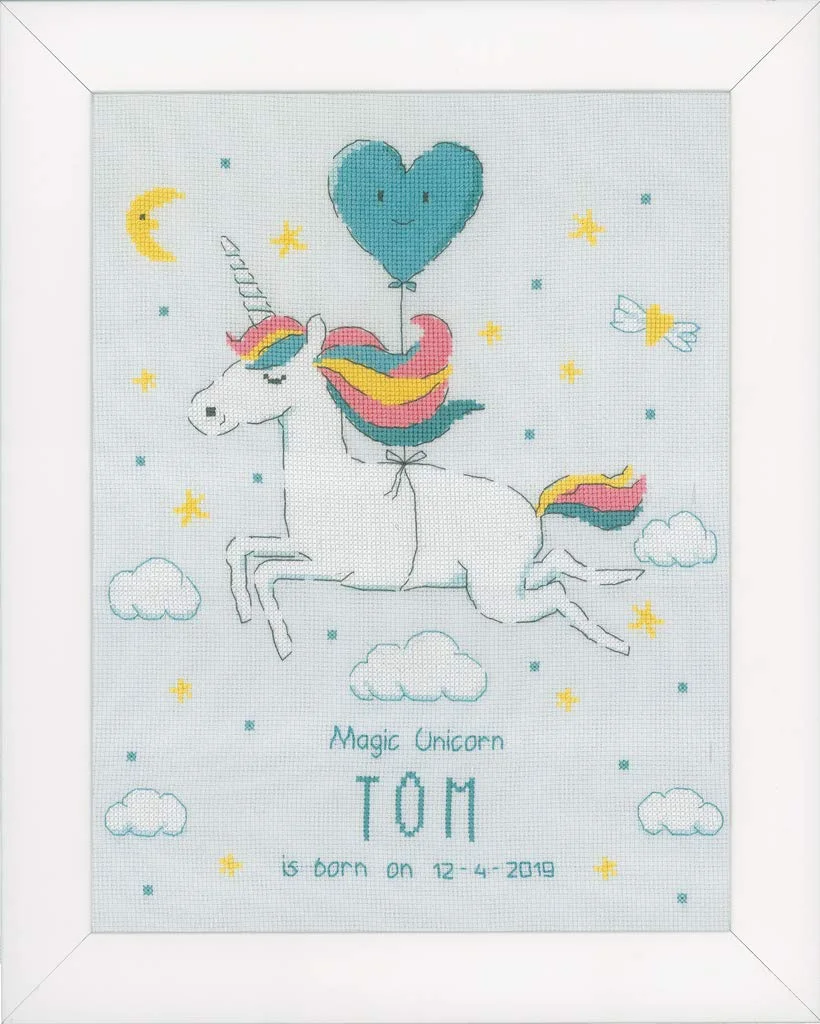 Cross Stitch Kit Unicorn Birth Sampler
