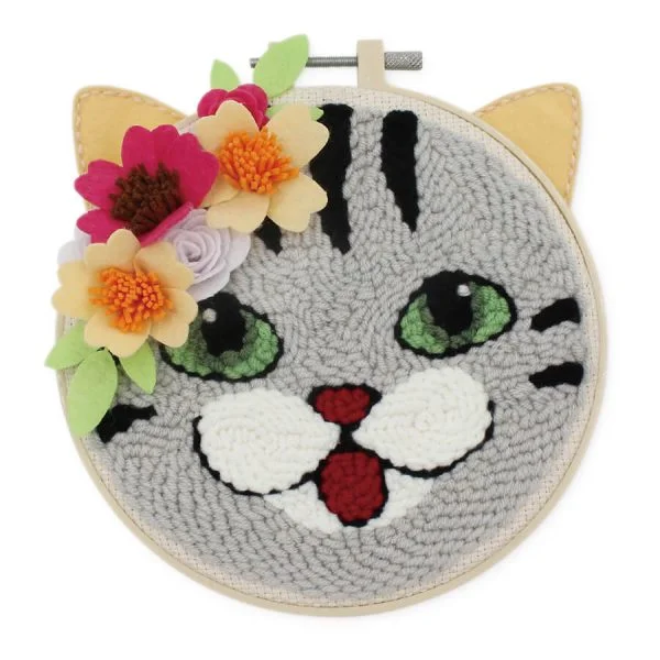 DIY Kit Punch Needle Cat In Hoop