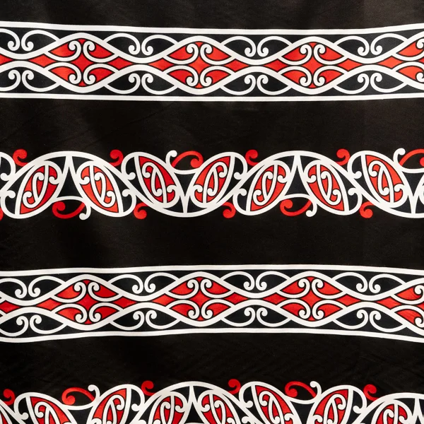 Fabric Black Red Maori Print WW