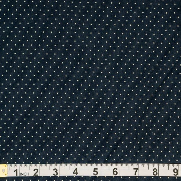 Fabric Corduroy Navy Dot