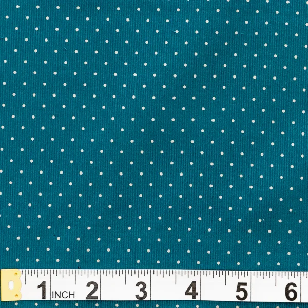 Fabric Corduroy Teal Dot