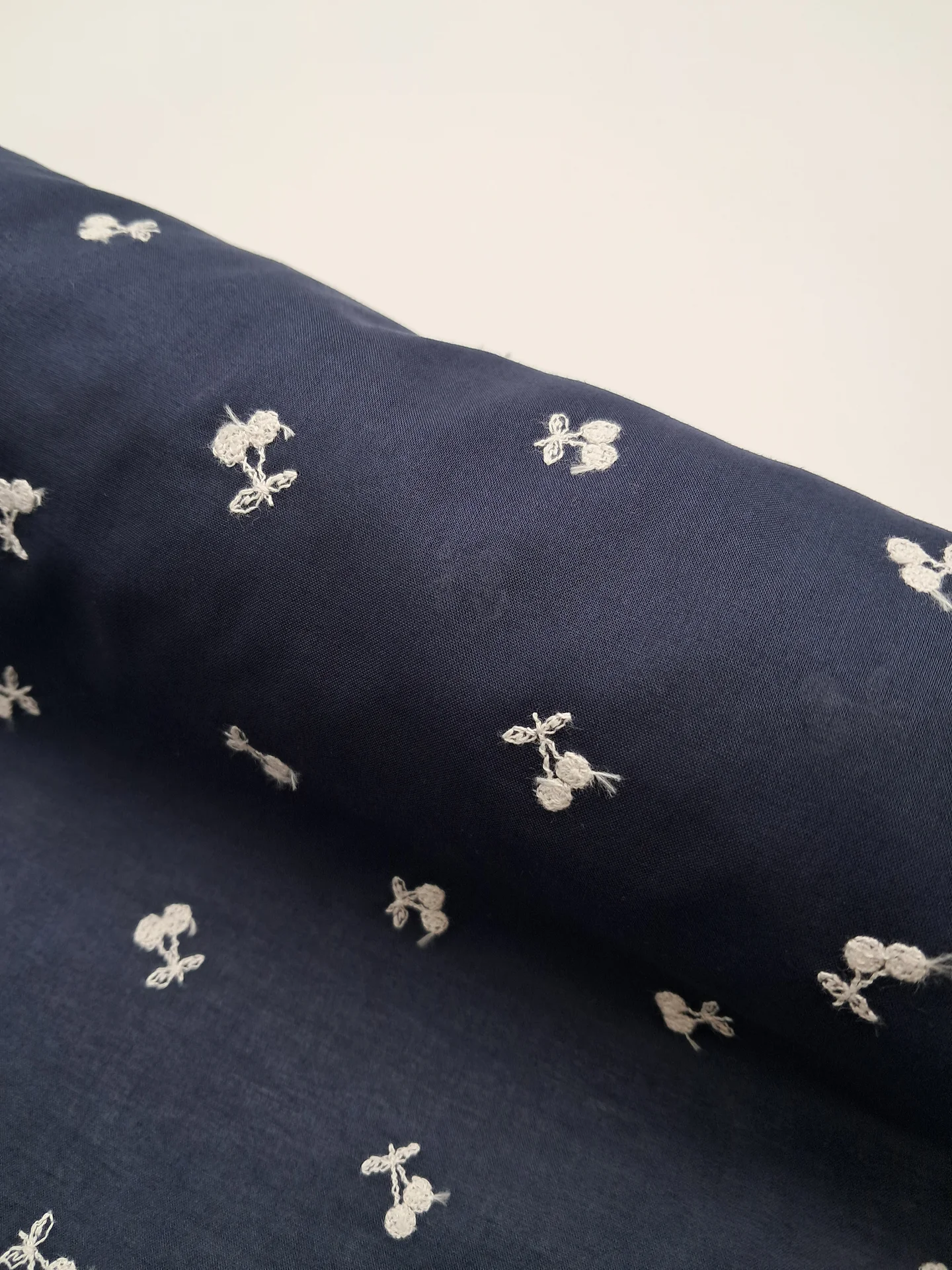 Fabric Cotton Embroidered Navy
