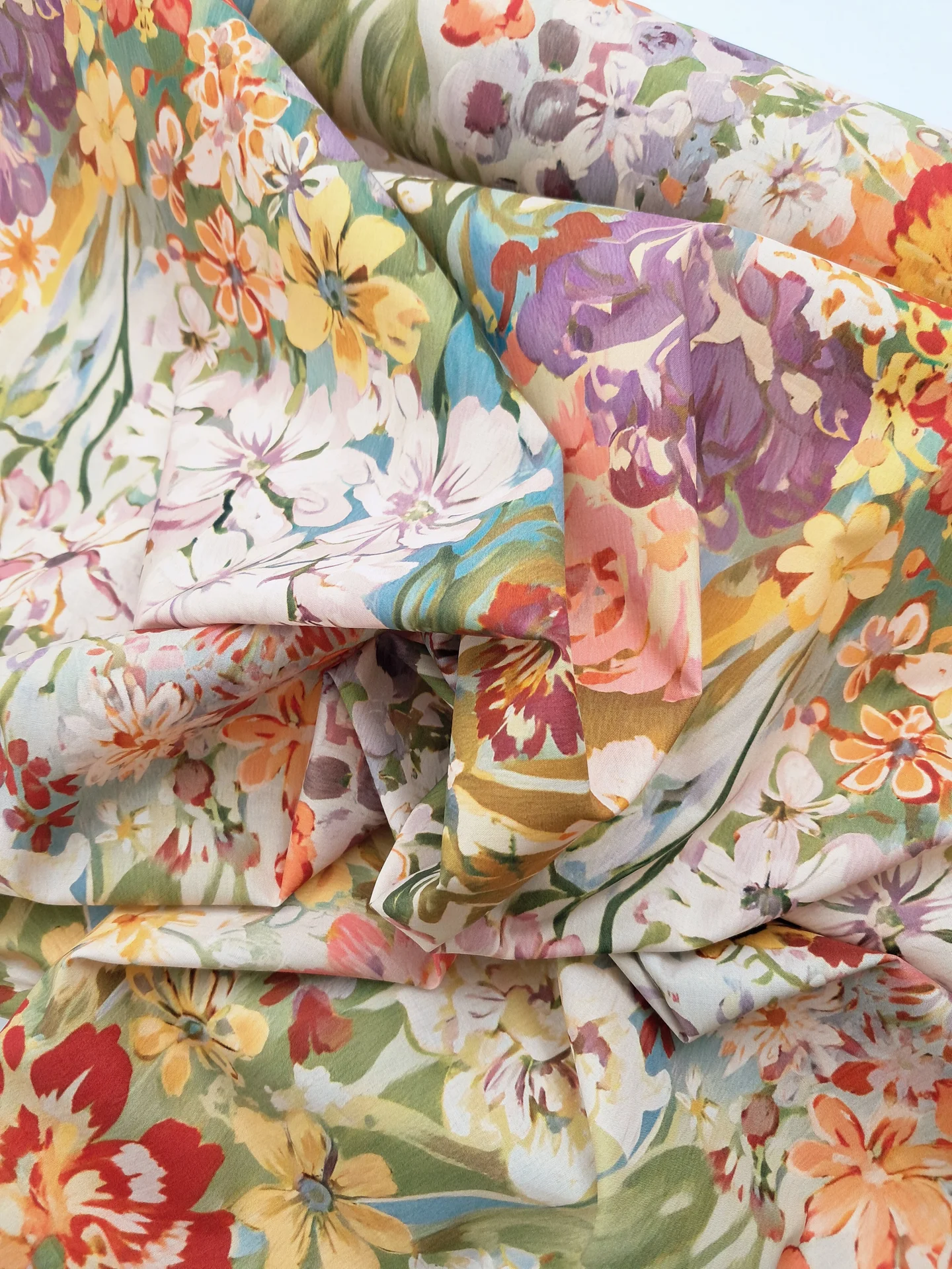 Fabric Cotton Lilac Peach Golds