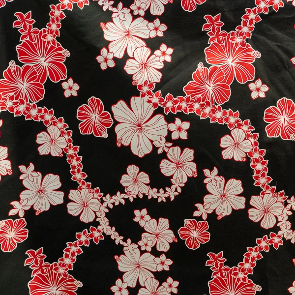 Fabric Cotton Print Black Red White