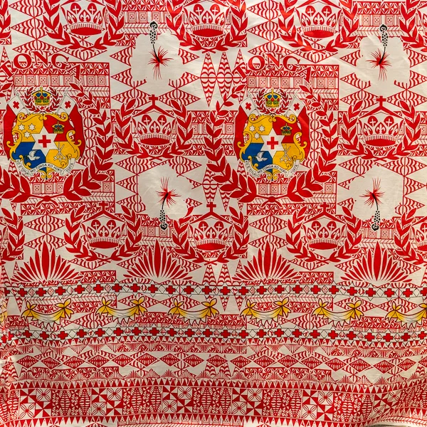 Fabric Cotton Print Red White Tonga
