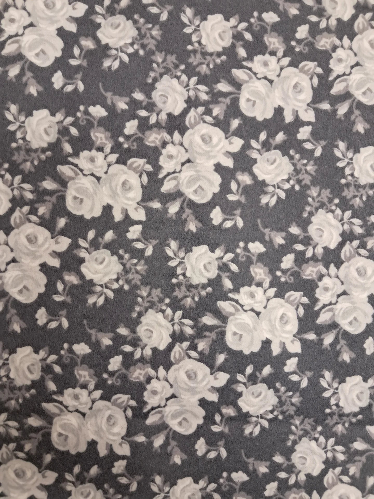 Fabric Flannelette Flowers Grey