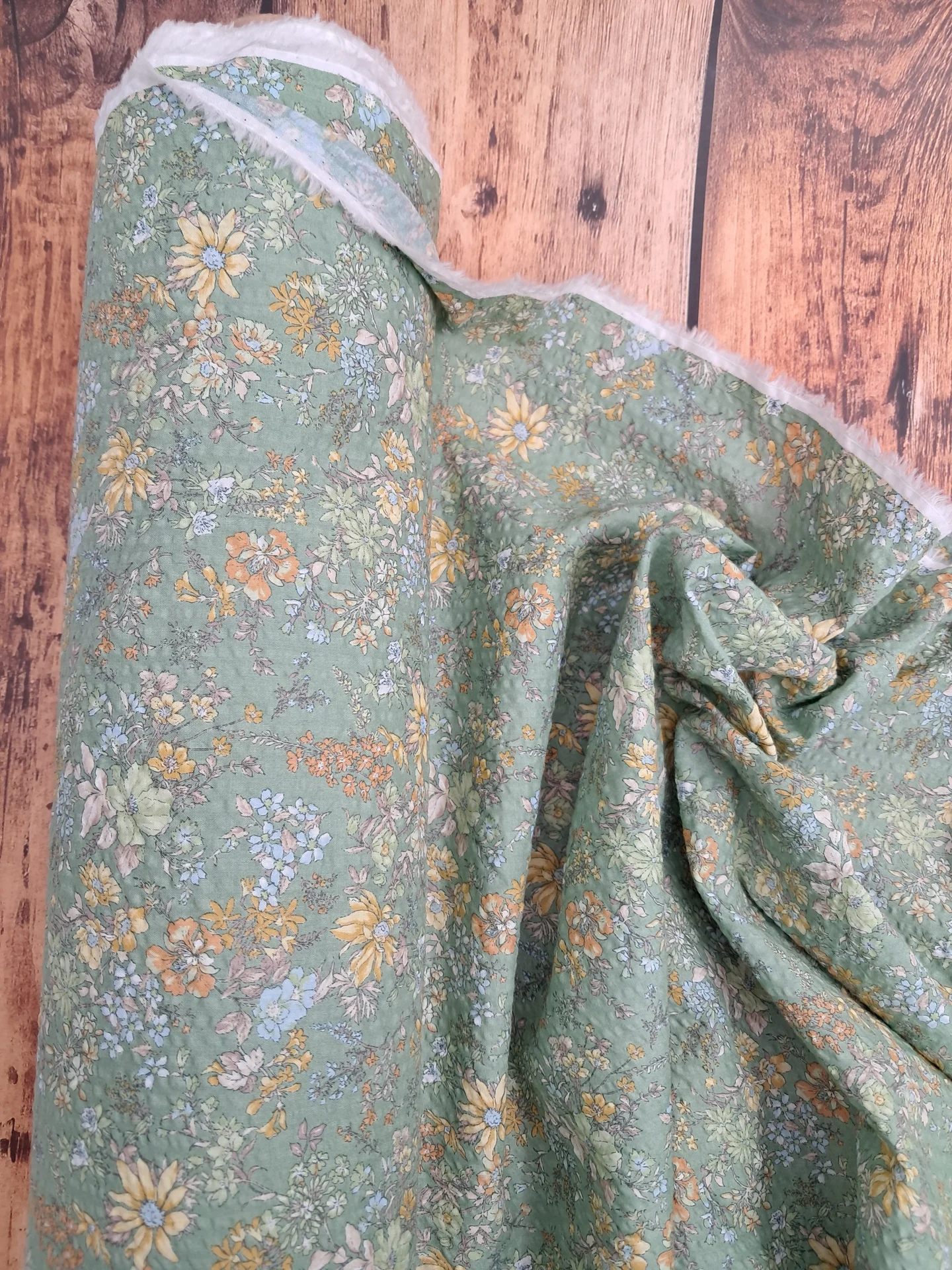 Fabric Green Seersucker Print