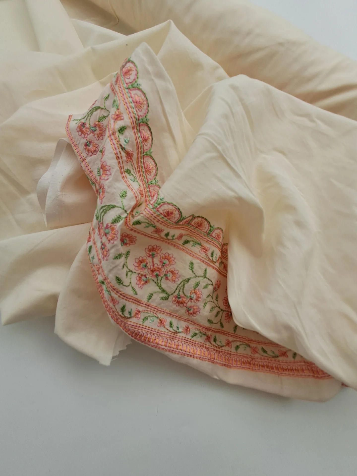 Fabric Indian Embroidered Border Cream