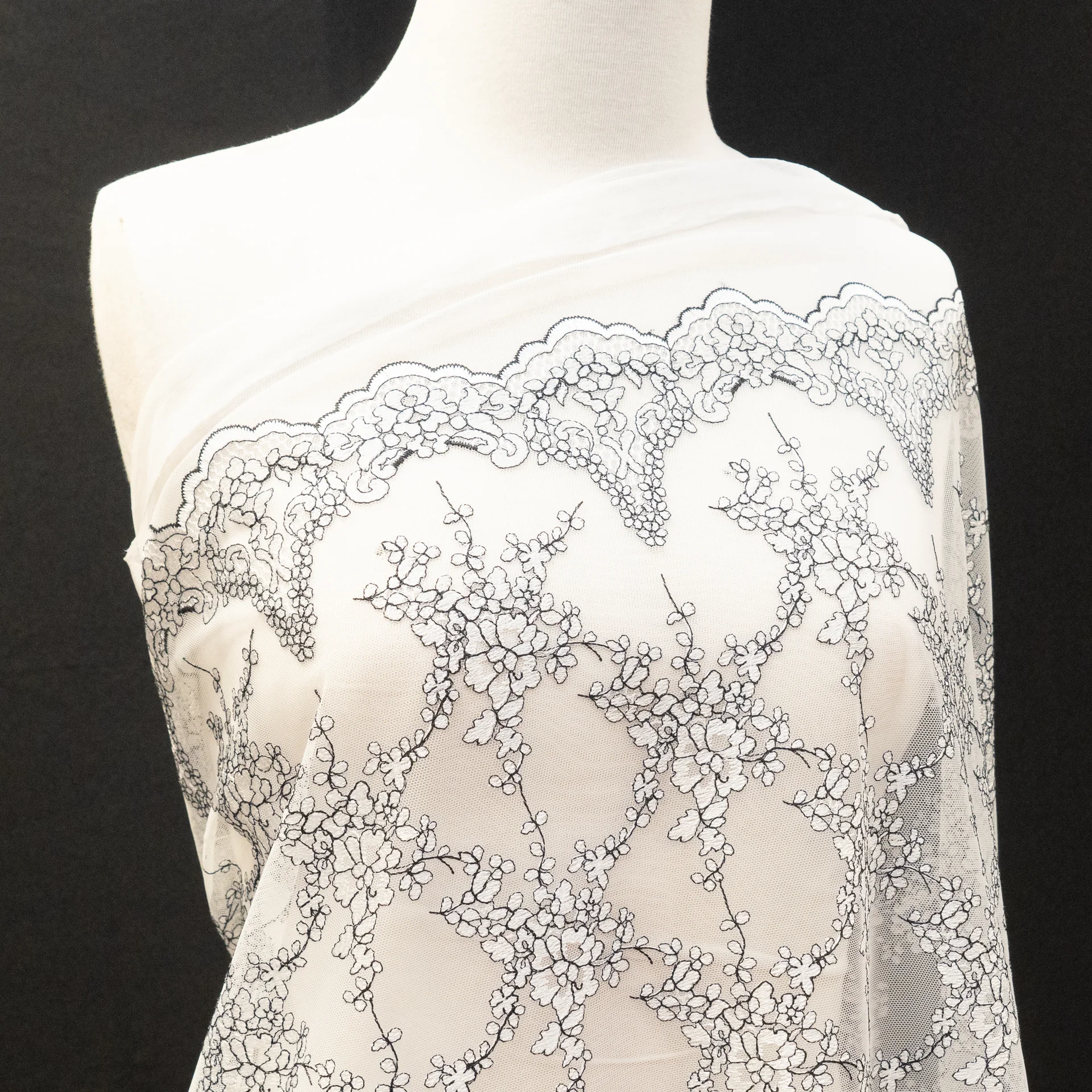 Fabric Lace 1614 Black White
