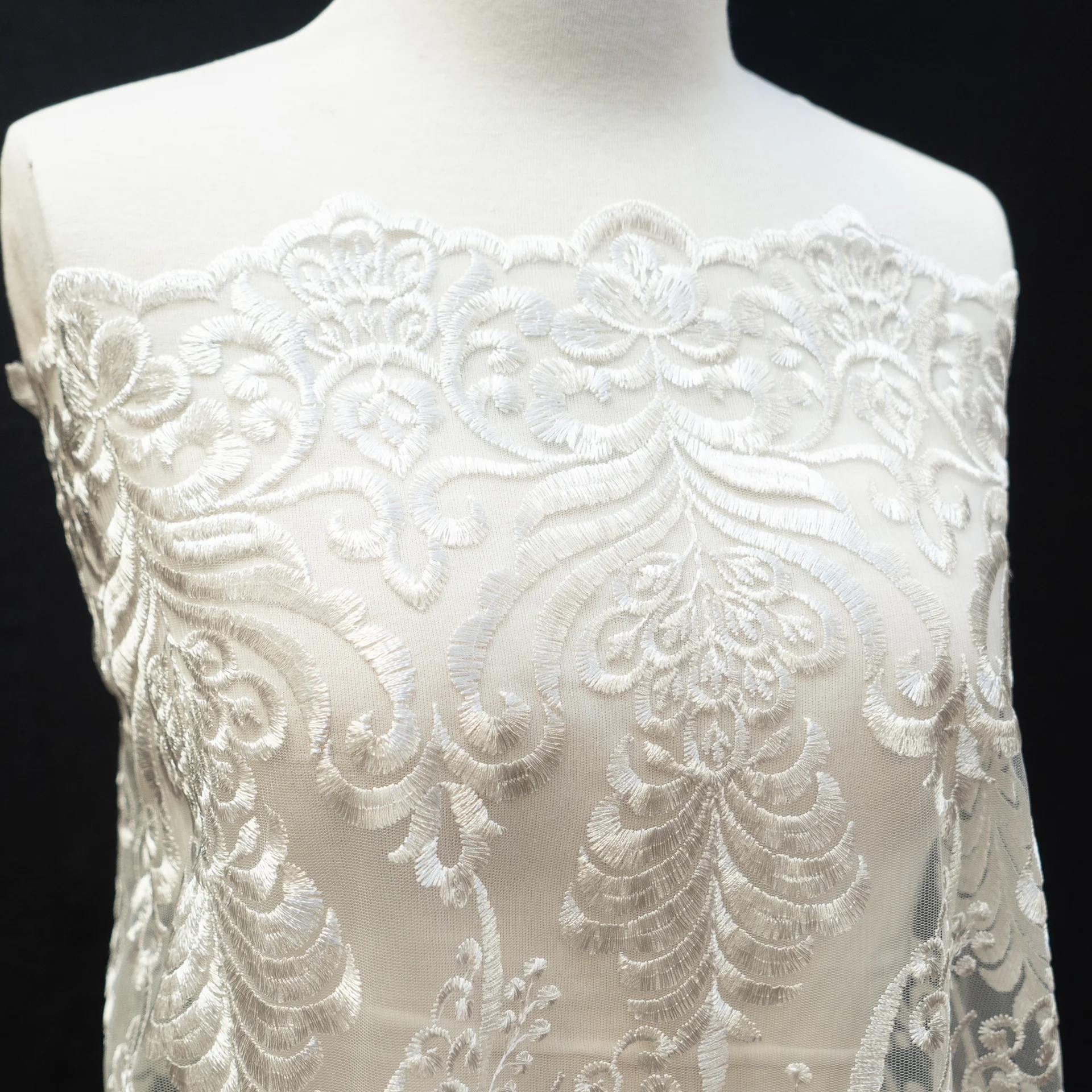 Fabric Lace Embroidered Tulle Off White