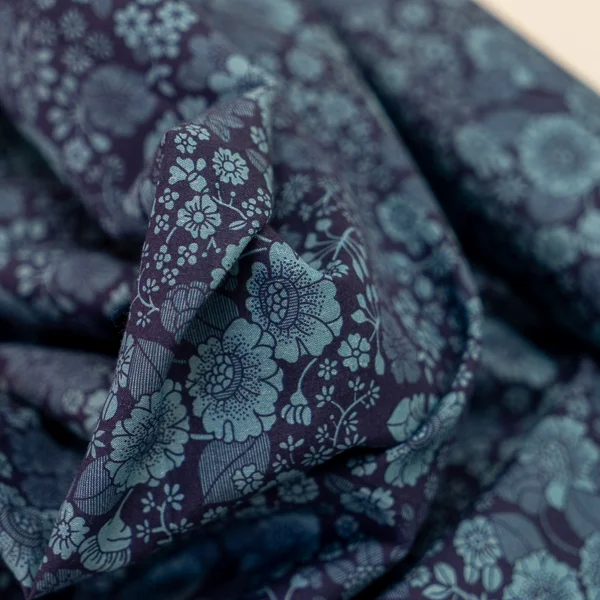 Fabric Lawn Flower Show Navy