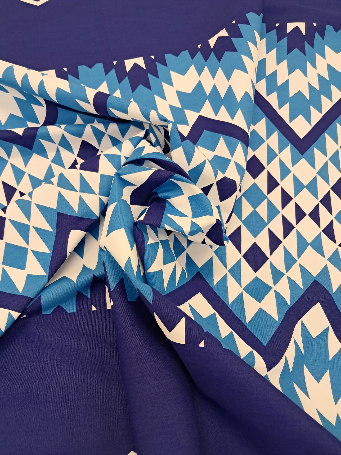 Fabric Maori Print Blues and White
