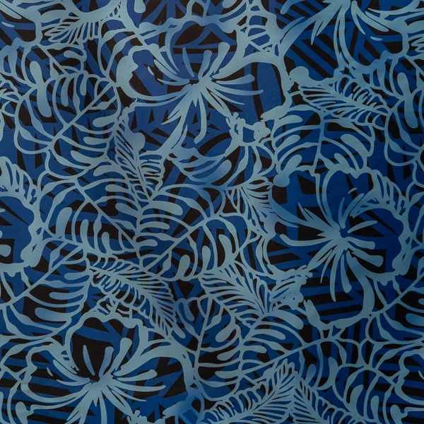 Fabric Mini Matt Print Teal Blue Black