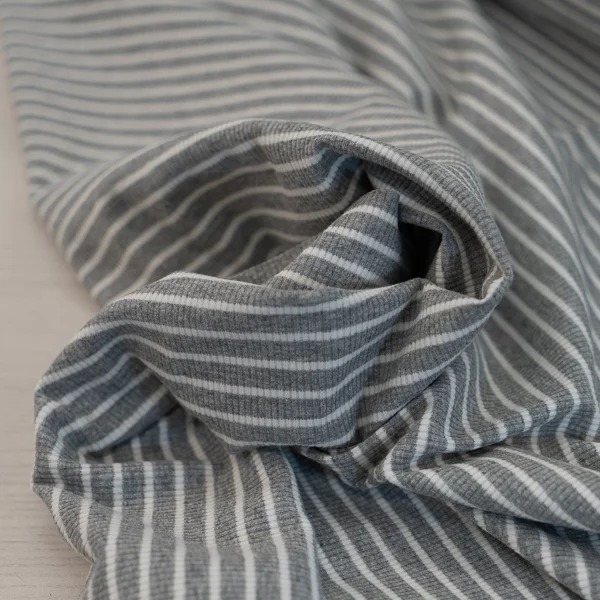 Fabric Mojo Stripe Rib Rib 10 Silver White