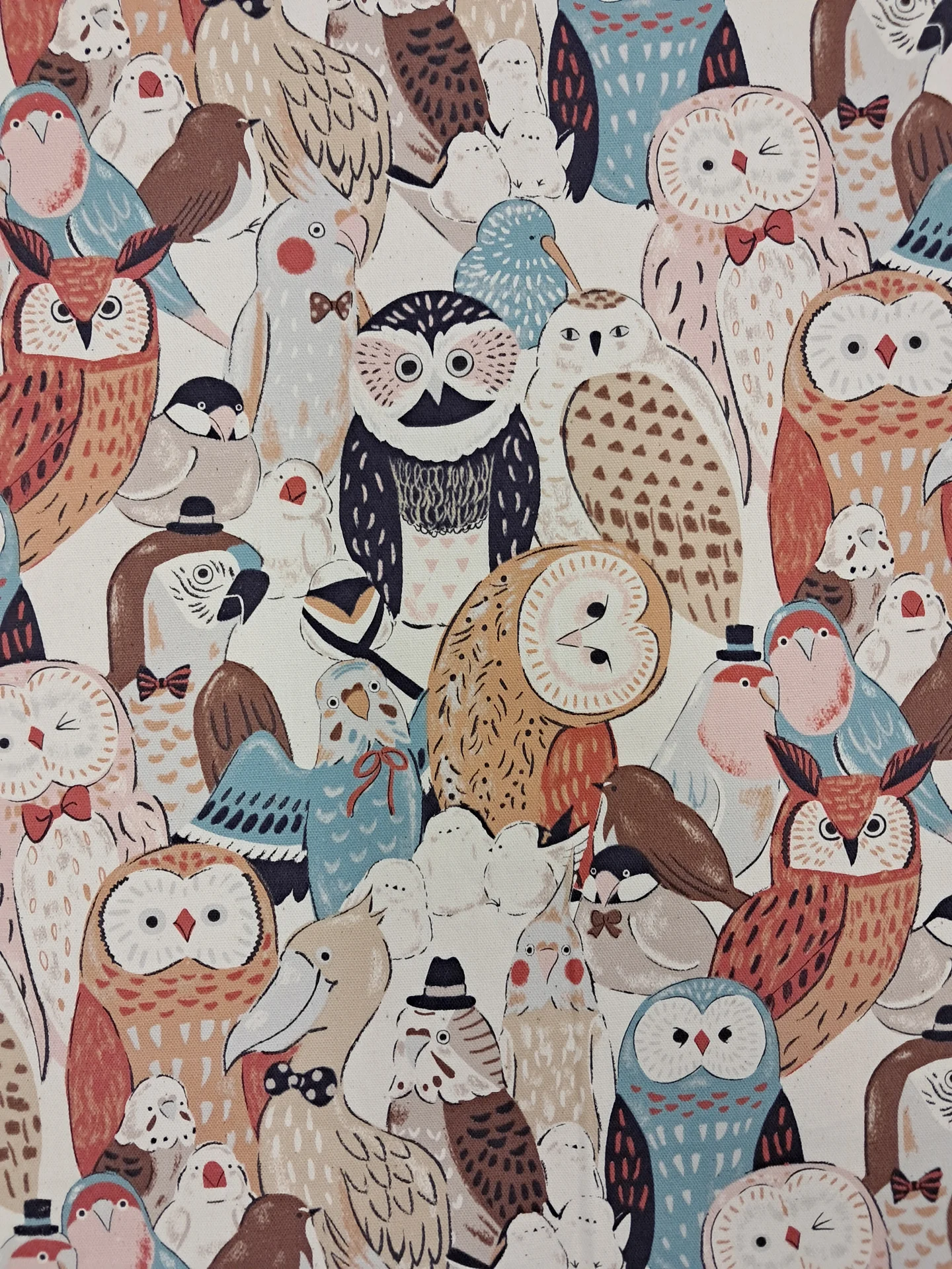 Fabric Omono 66940 2 Birds Neutral