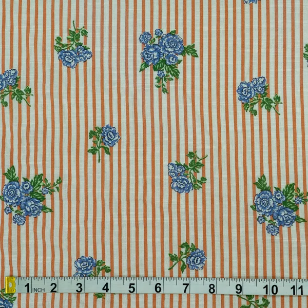 Fabric Pansy Print Stripe