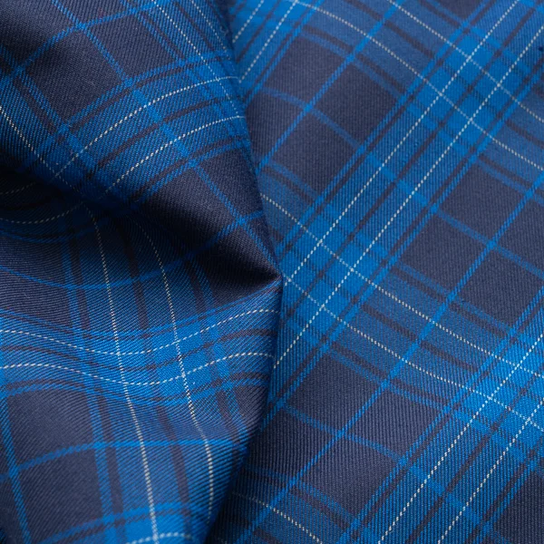 Fabric Polyester Wool Royal Navy Check