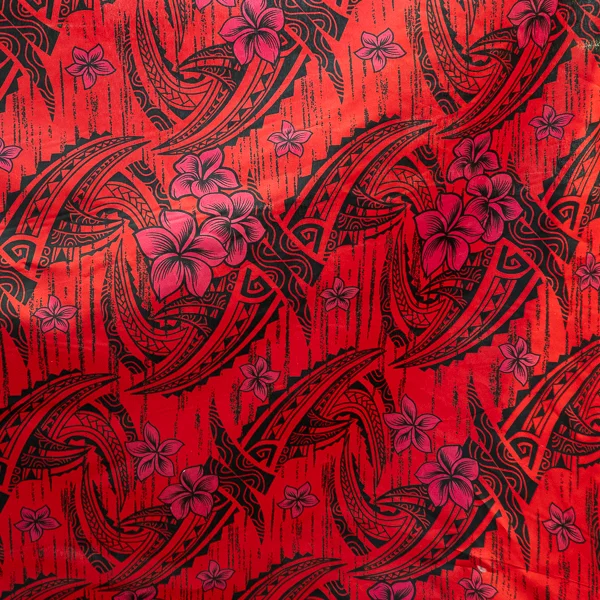 Fabric Poplin Print Colour 2 Red Black