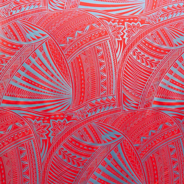 Fabric Rubber Print M 17 Red Aqua