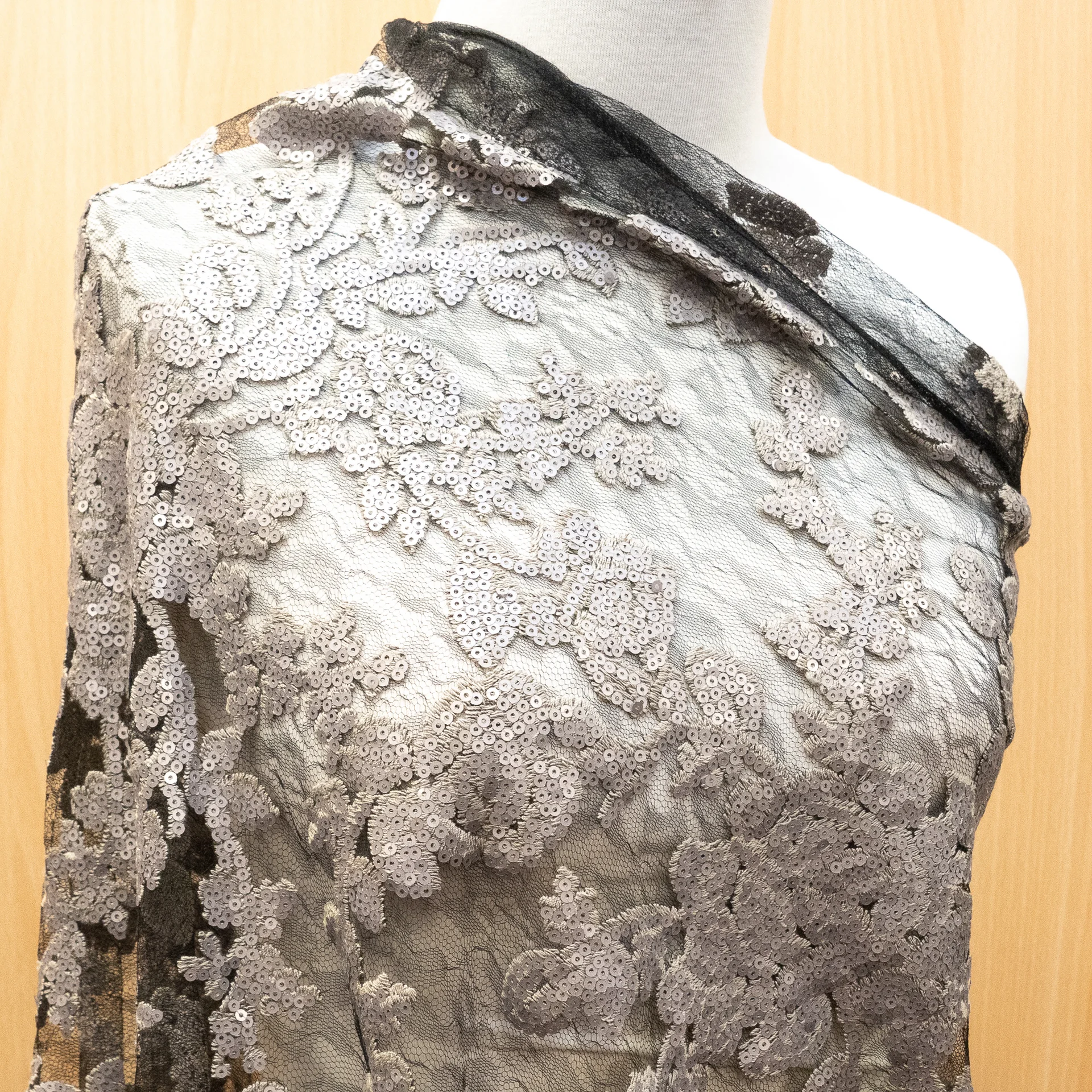 Fabric Sequin Mesh Grey Black
