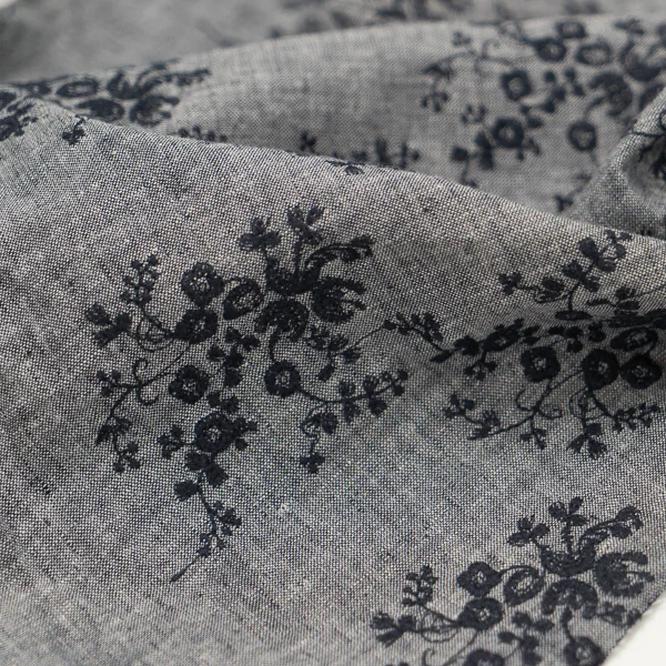 Fabric W 2578 Embroidered Chambray Print 2