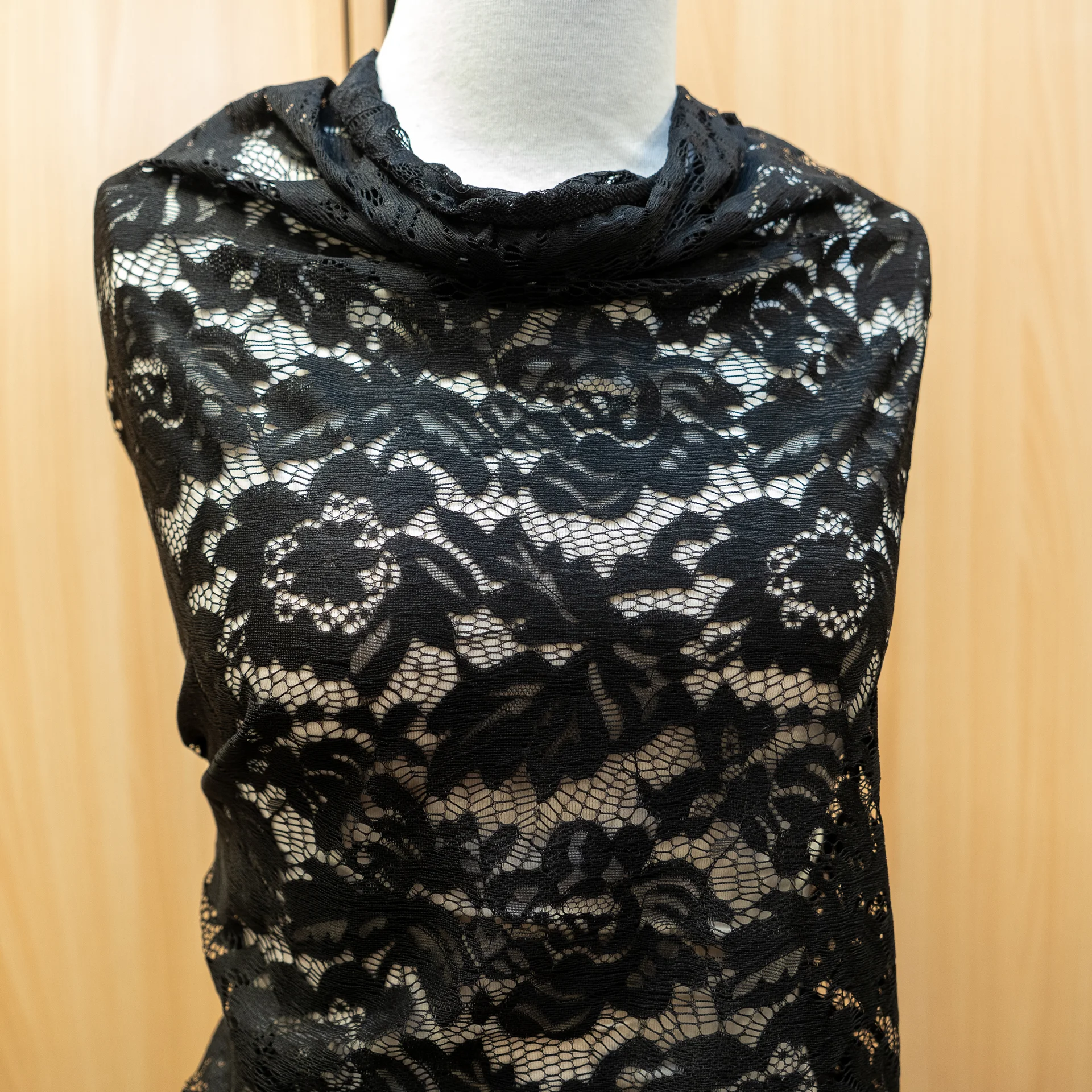 Fabric W2386 Stretch Black Lace