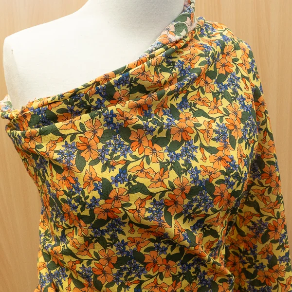 Fabric Yellow Floral Viscose