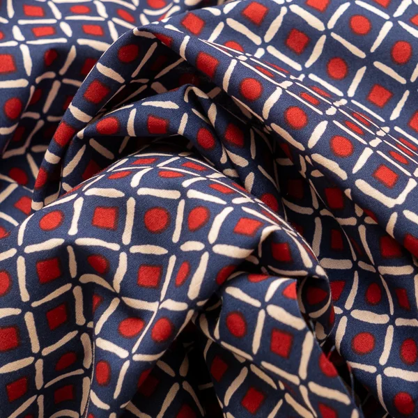 Fabric Zephan Navy Red Print