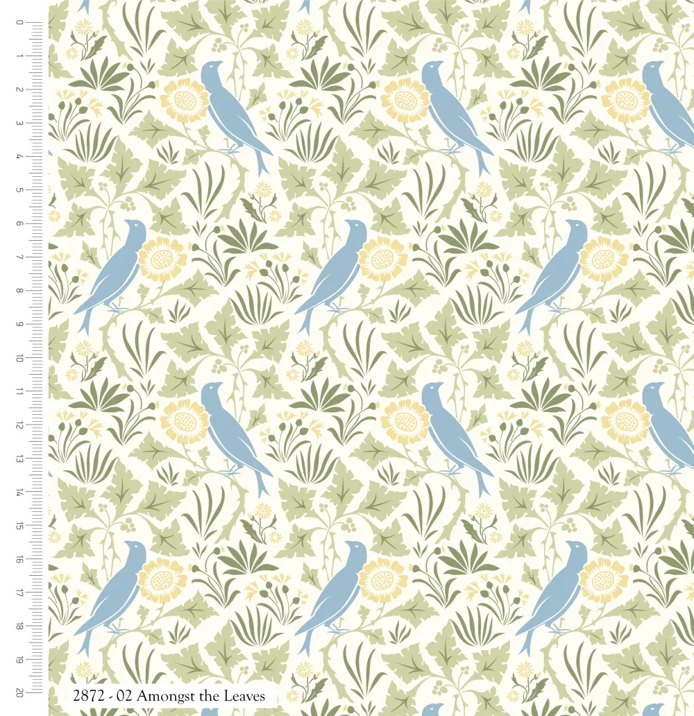 Flowers Birds In Nature Among Leaves Cream