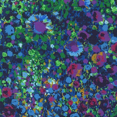 Flowers Painterly Petals Teal Purple