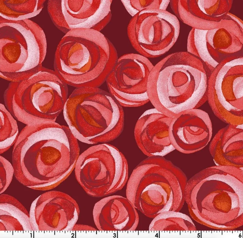 Flowers Quiltlandia Red Rose Red Background