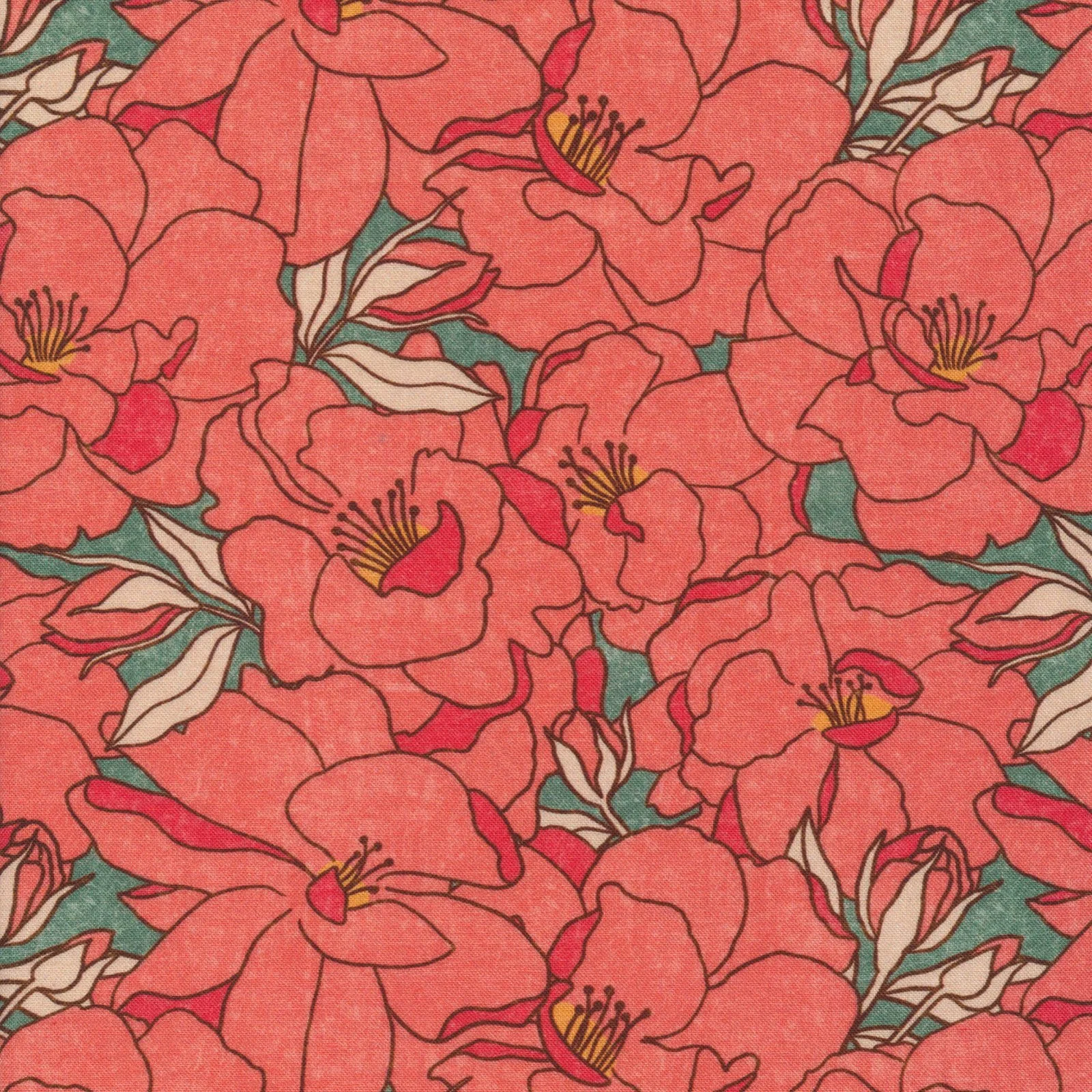 Flowers Rosy Deco Bright Coral Floral