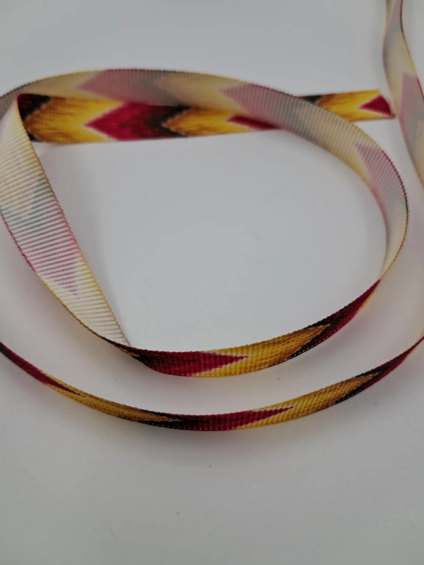 Grosgrain Pink Yellow Chevron 10mm
