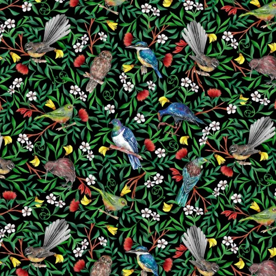Kiwiana NZ Natives Birds Black 81260 102