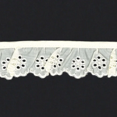 Lace Cambric Frilled 40mm Cream